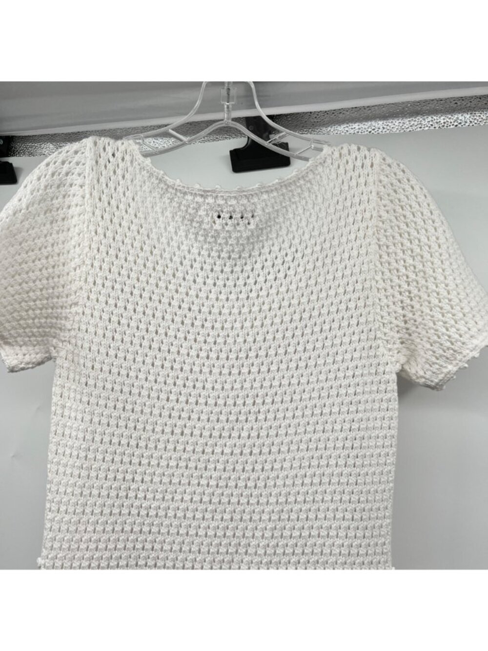 Calvin Klein Crochet A-Line Dress Two Piece Short Sleeve White Size Medium - Picture 6 of 8